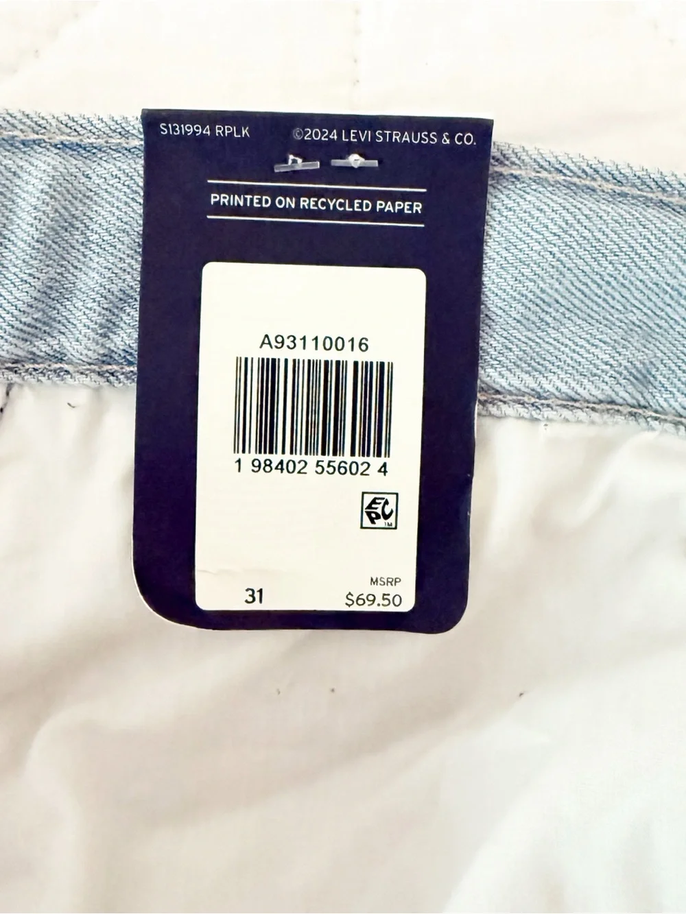 NEW Levi's Light Blue High Baggy Denim Shorts 31 NWT